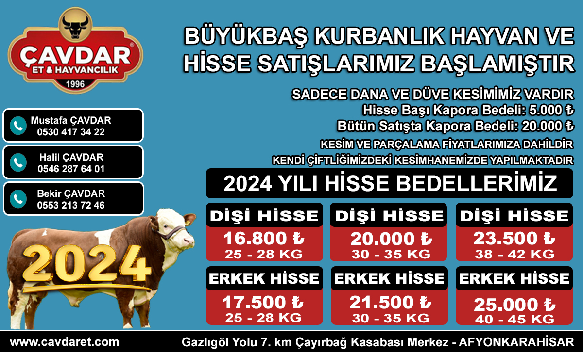 2024 Yılı Kurbanlık Hayvan Satışı ve Hisse Kayıtlarımız Başlamıştır