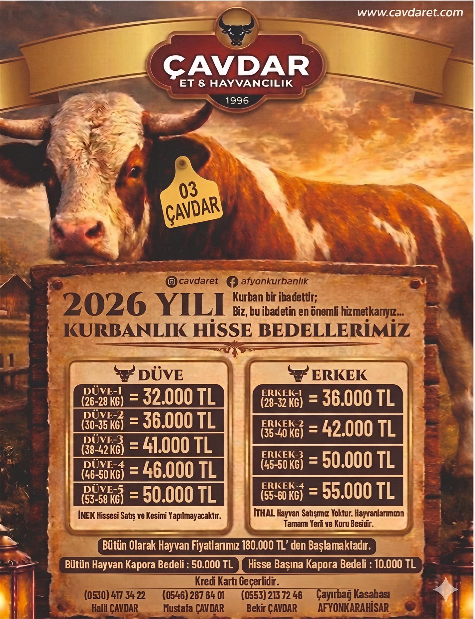 2026 Yılı Kurbanlık Hayvan Satışı ve Hisse Kayıtlarımız Başlamıştır